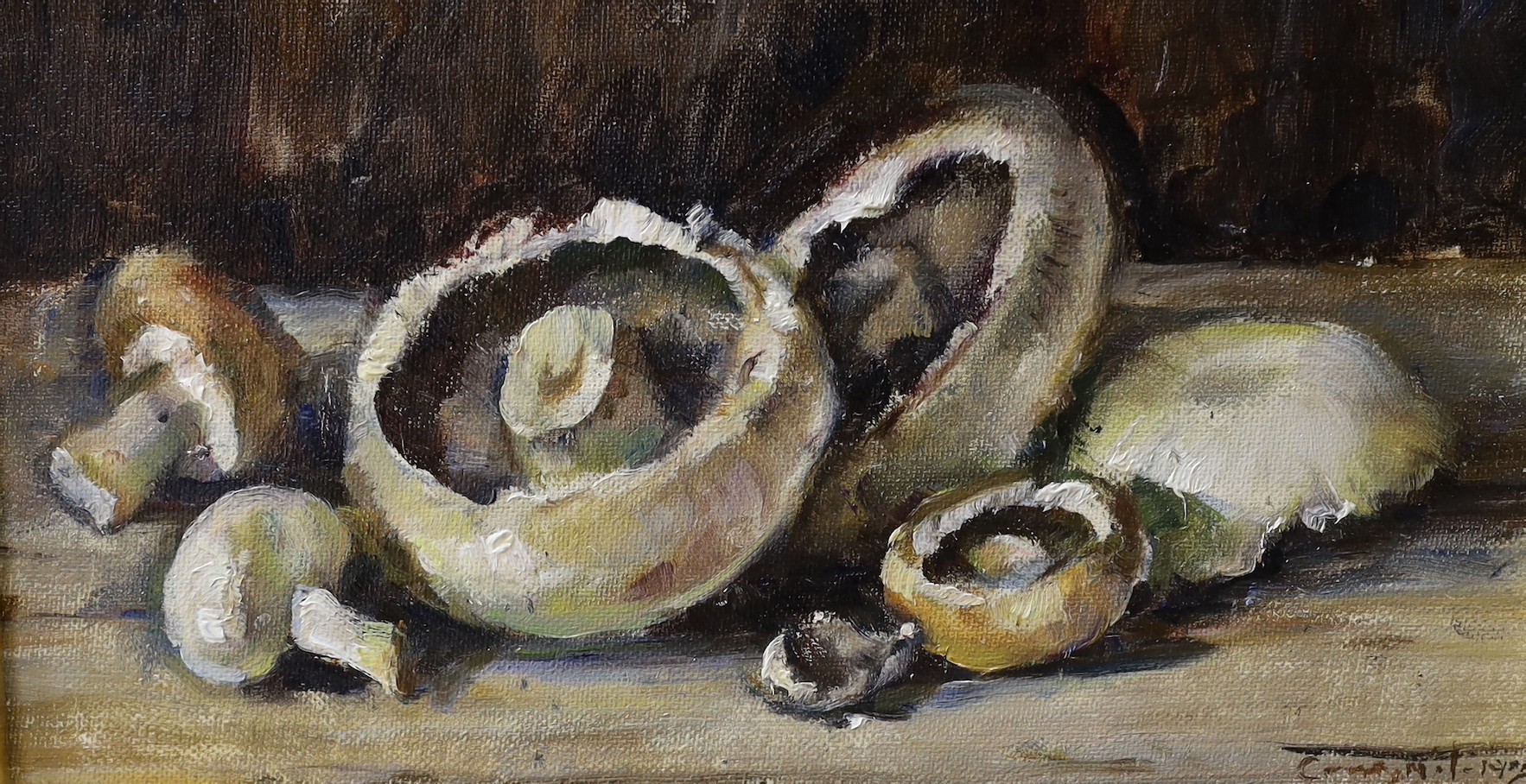 Arthur W. Gay (1901-1958), watercolour, Geese and ducks, signed, 31 x 52cm, with two small still lifes by other hands of mushrooms and oyster shells
